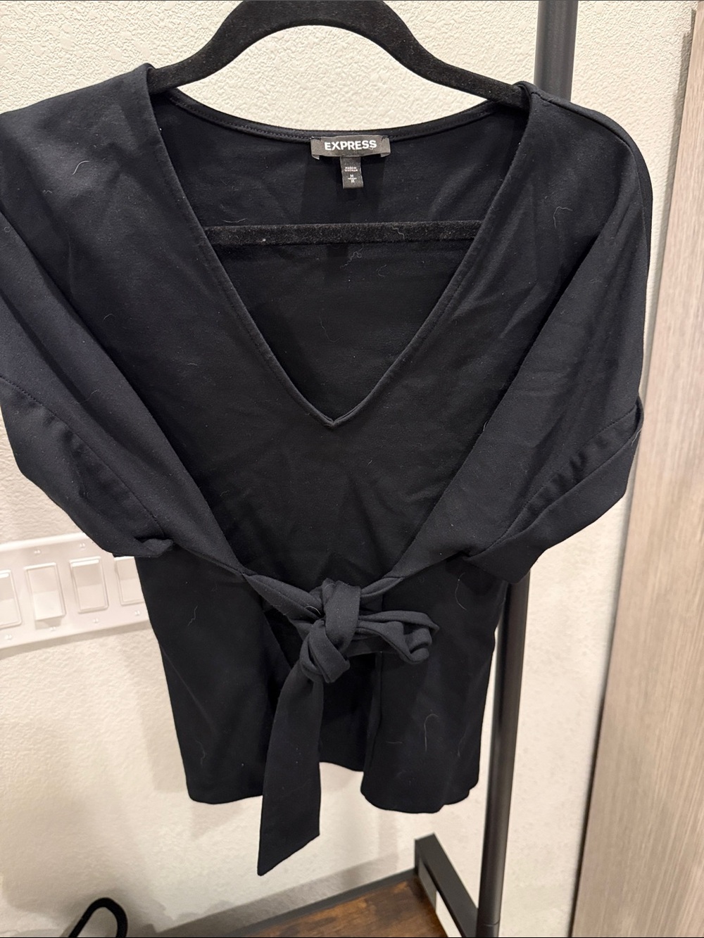 Express Black V-Neck Tie-Front Blouse